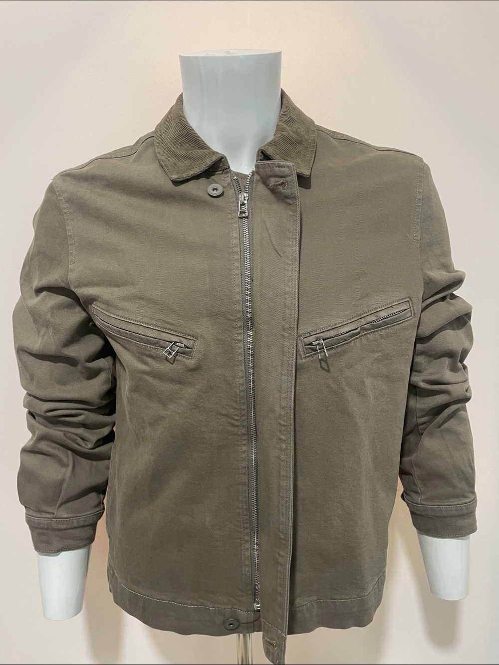 Zara Men's Olive Utility Zip Jacket